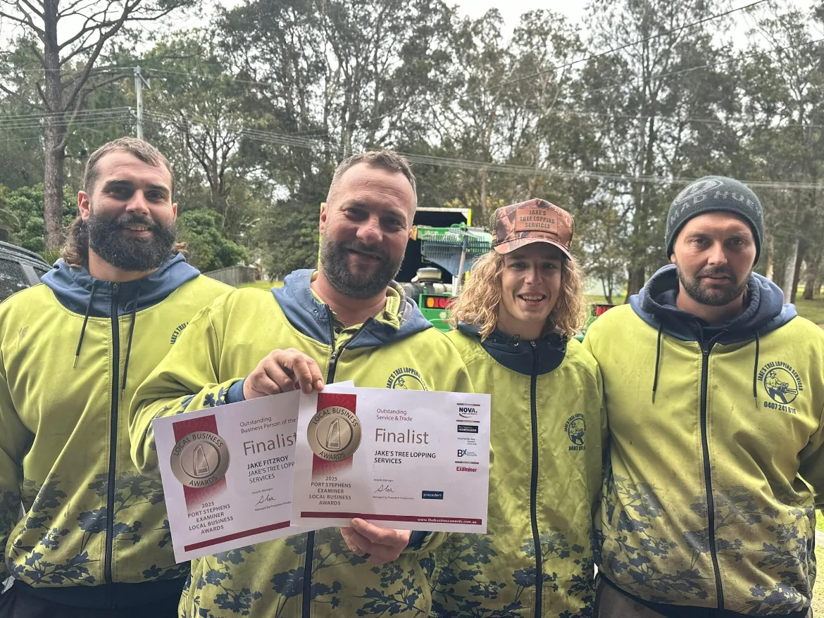 The Jake's Tree Lopping crew with their local business awards